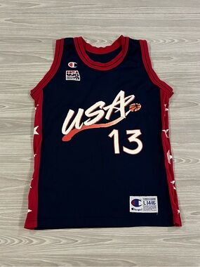 Vintage 90s USA Basketball Shaquille O'Neal #13 Jersey Youth Size Large 14-16